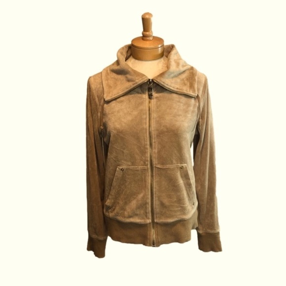 Michael Kors Jackets & Blazers - Michael Kors Vintage Light Brown Velour Zip Up Jacket with pockets Size Medium